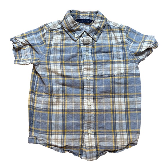 Janie and Jack Other - Janie and Jack Plaid Button Down Kids Blue Yellow Excellent Short Sleeve SIZE 3